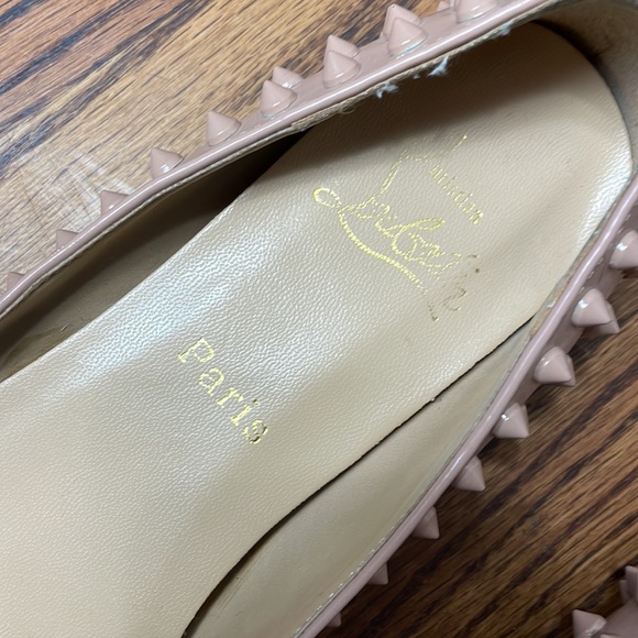 Christian Louboutin Pigalle Spikes Flat Nude Sz 7 - Picture 3 of 11